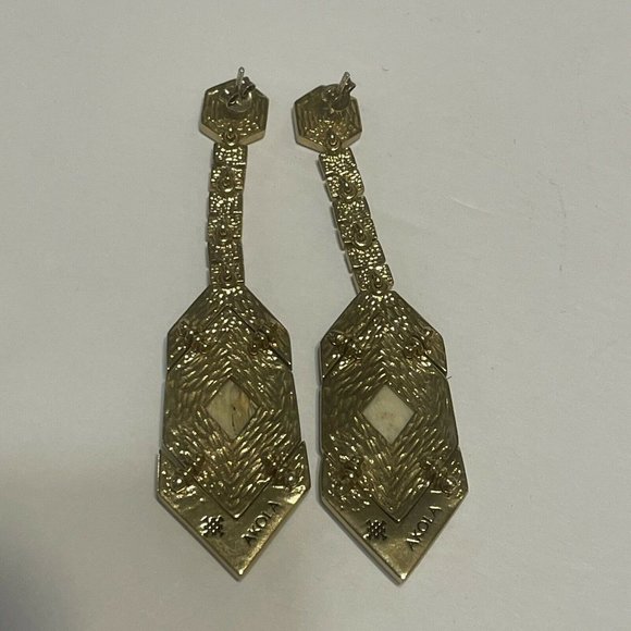 Akola gold tone horn drop Dangle statement earrings Elegant Boho Chevron - Picture 7 of 9